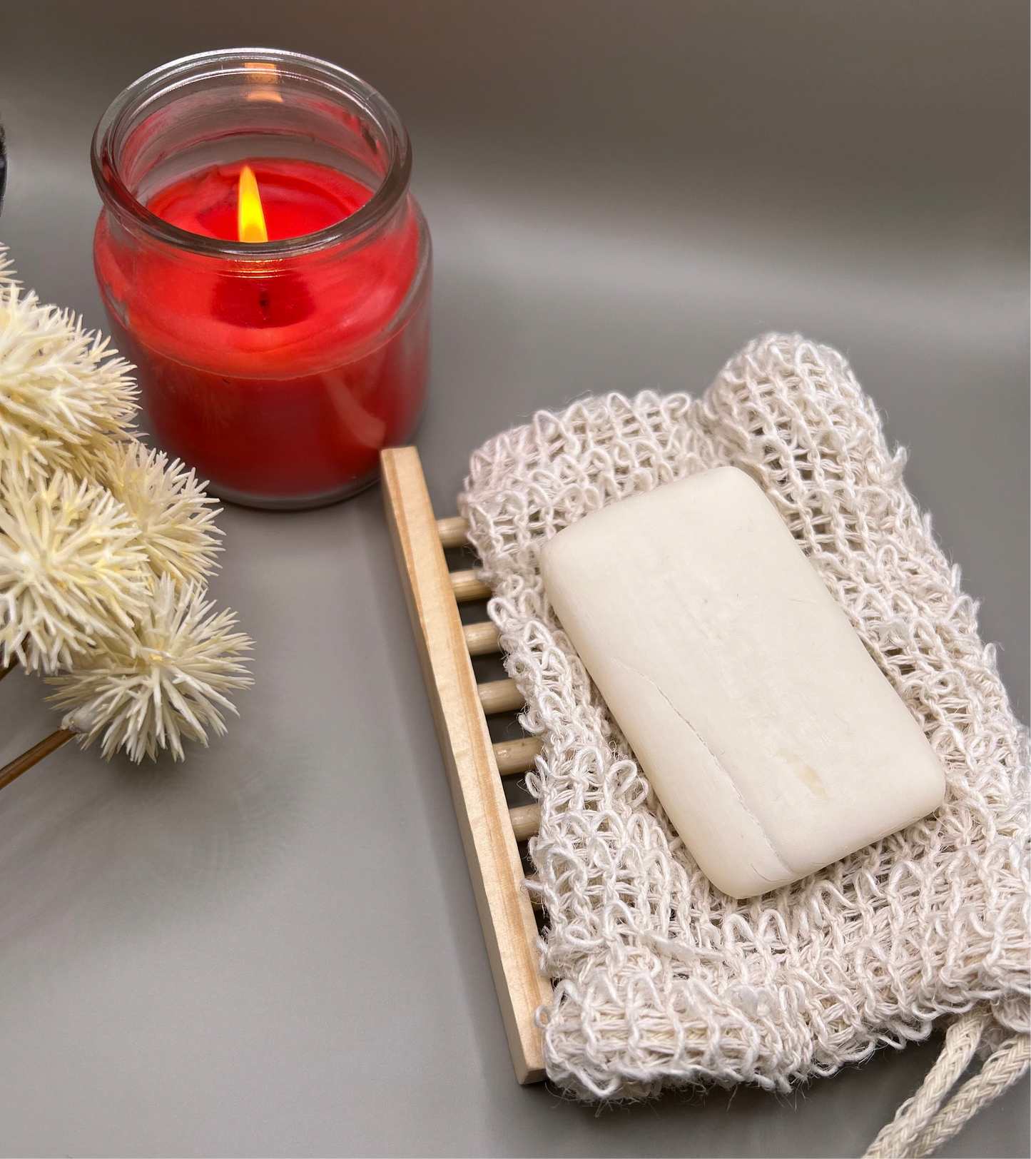 Sisal Soap Saver & Bamboo Holder Set