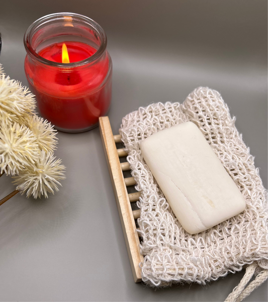 Sisal Soap Saver & Bamboo Holder Set