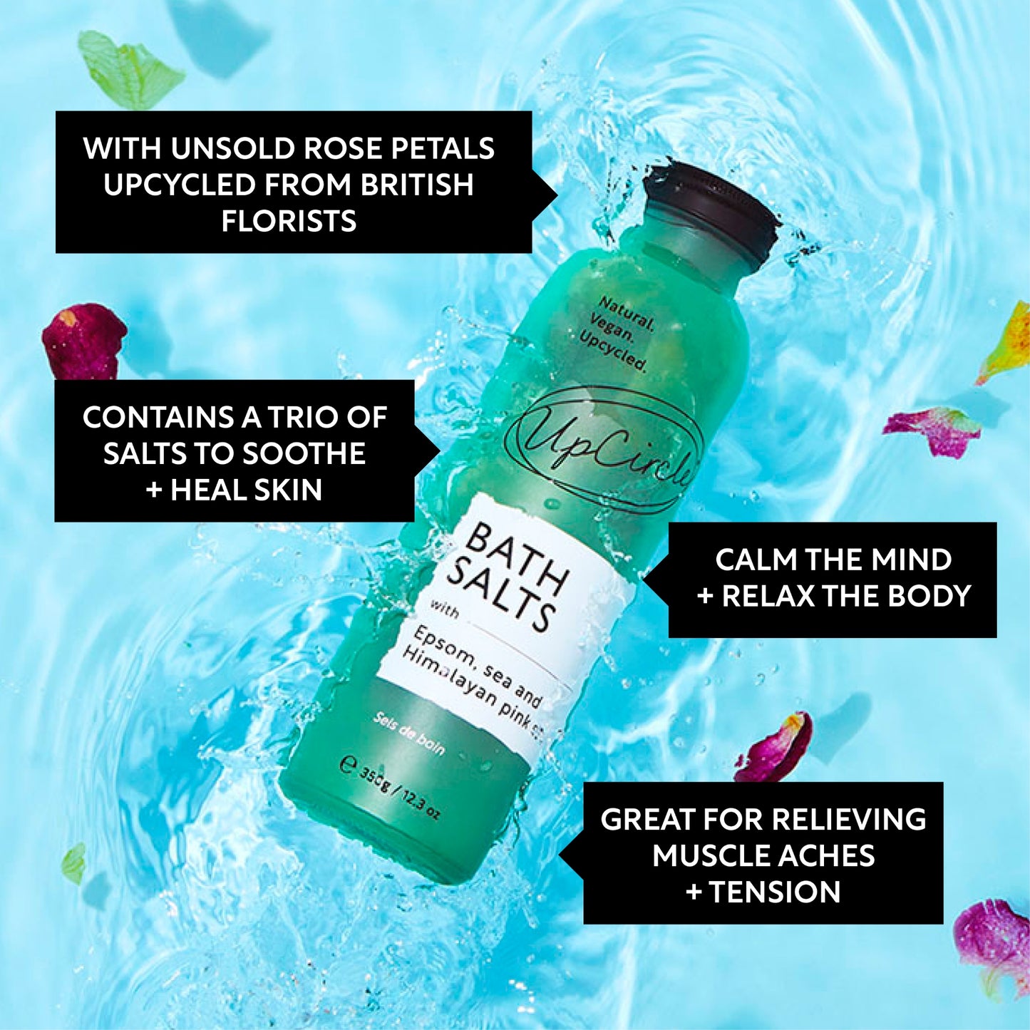 Eco Friendly Bath Salts with Epsom, Sea & Himalayan Pink Salts