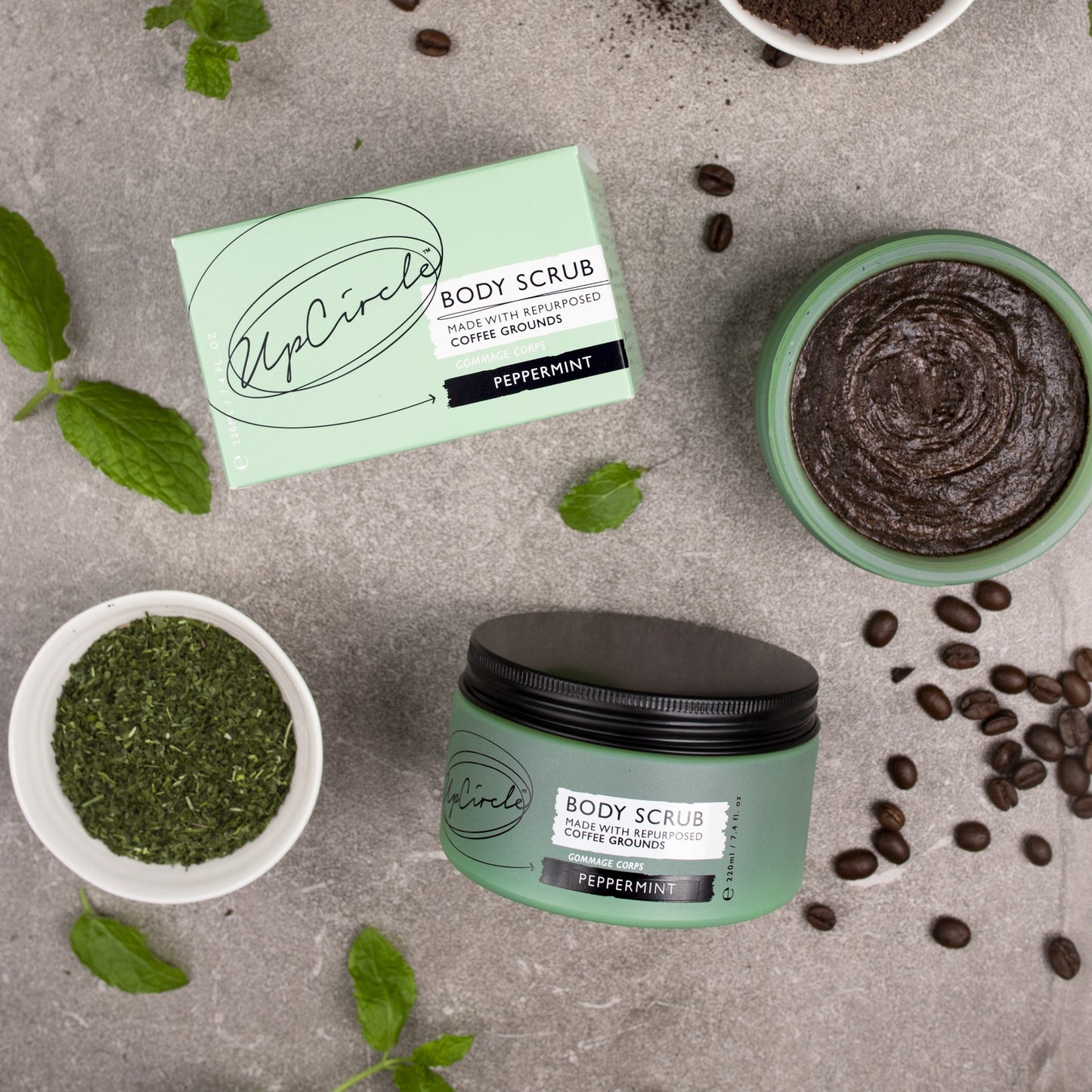 Eco Friendly Peppermint Body Scrub with Coffee + Shea Butter