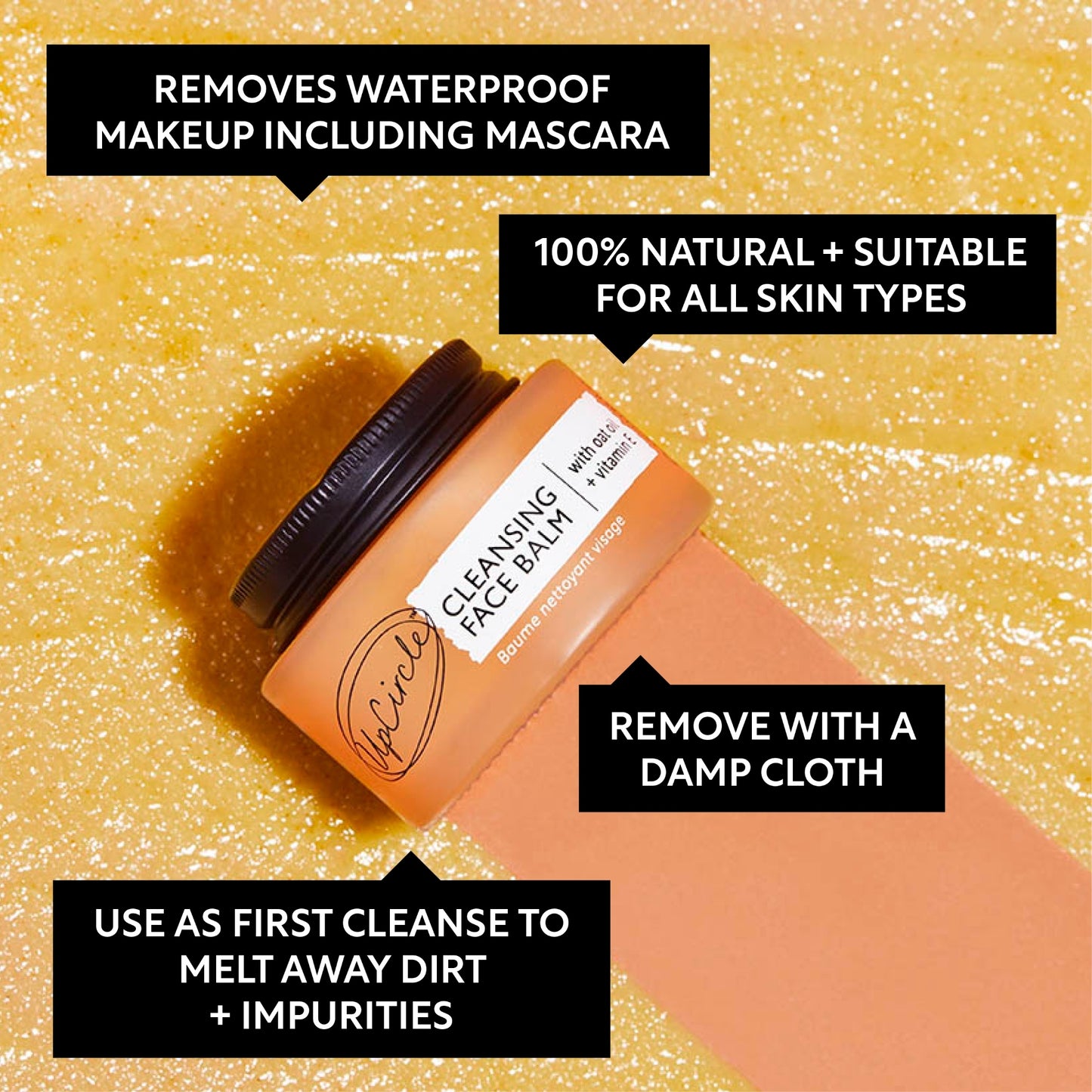 Natural Cleansing Balm Makeup Remover with Oat Oil + Vitamin E