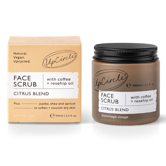 Zero Waste Vegan Face Scrub with Coffee + Rosehip [Citrus blend] Exfoliator